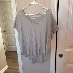 Free People Light Gray Short Sleeve Top